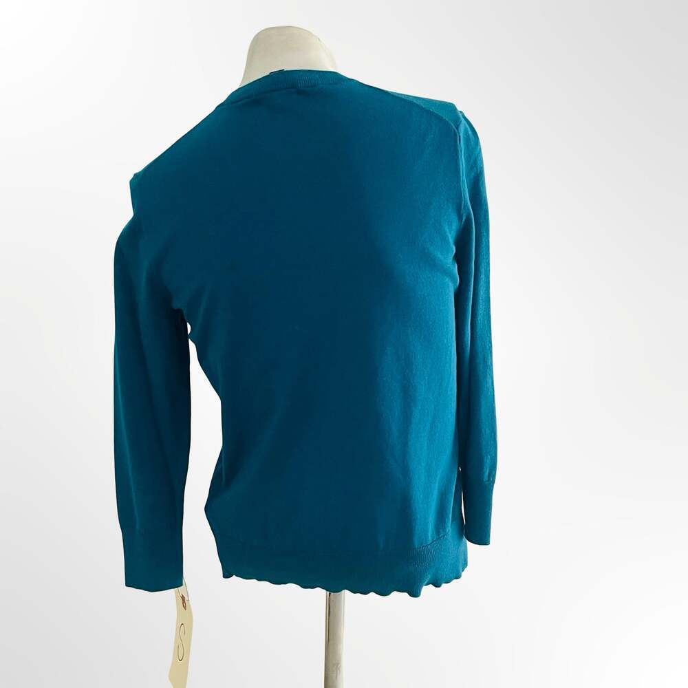 J.Crew Women's Teal Blue Button Down Crew Neck Cardigan Sweater Size S