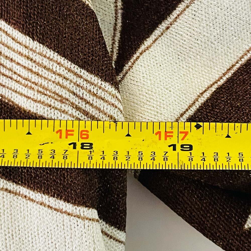 Vintage Ban-Lon Geometric Print Button-Up Shirt Brown Cream Size L