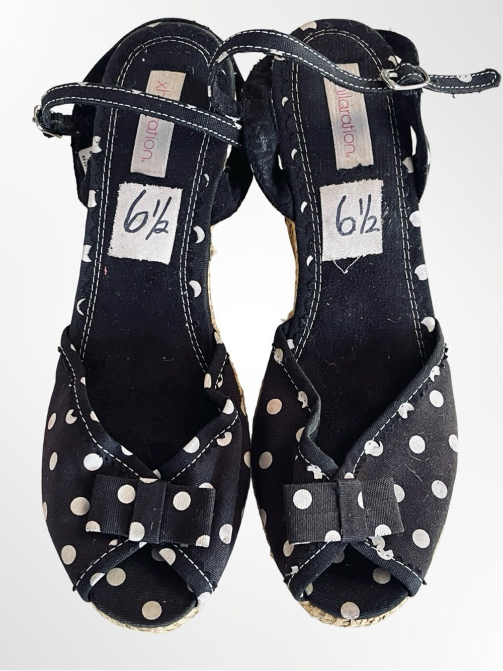 Xhilaration Black and White Polka Dot Wedge Sandals
