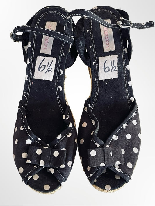 Xhilaration Black and White Polka Dot Wedge Sandals
