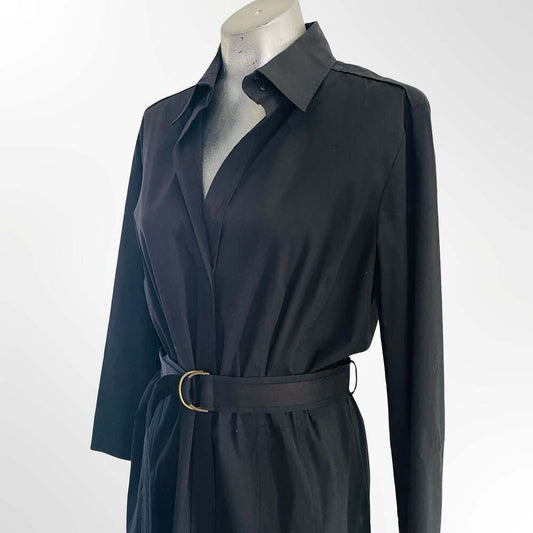 HUGO BOSS Black and Brown Colorblock Belted Midi Shirt Dress