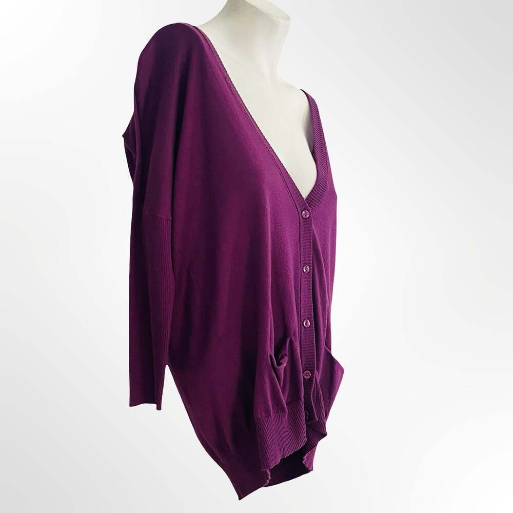 Halogen Wool Cashmere Boyfriend Cardigan Purple XS