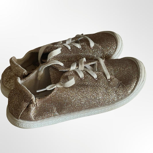 wonder nation Glitter Lace-Up Sneakers in Gold&White size 4