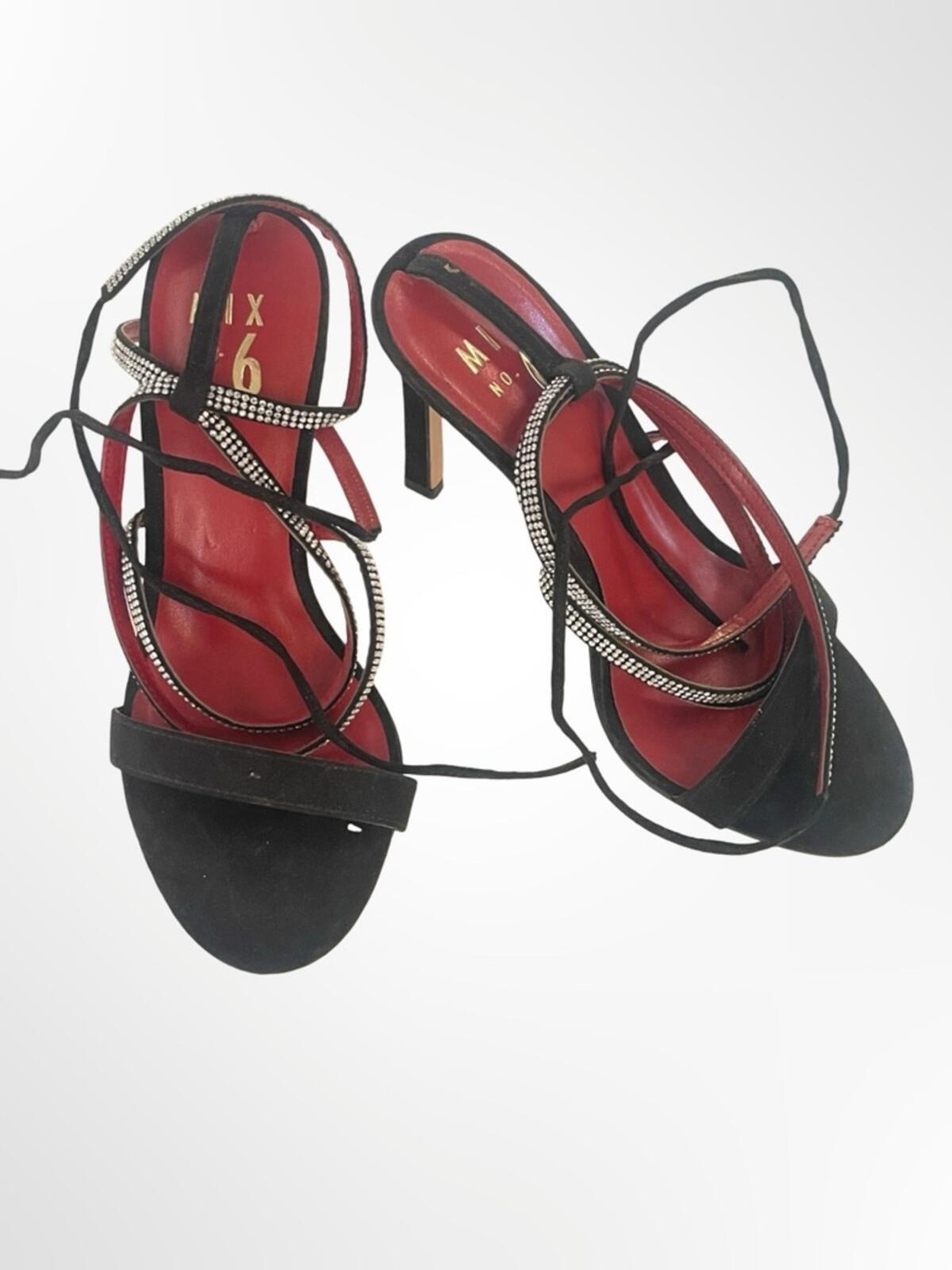 Mix No. 6 Strappy Heel Sandals with Rhinestone Detail size 7
