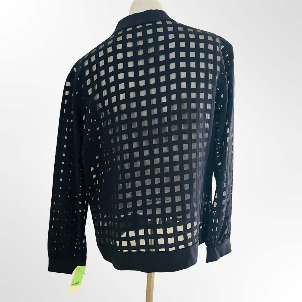 Zara Basic Collection Black Semi-Sheer Windowpane Check Bomber Jacket