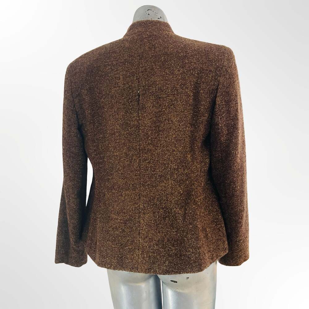 Jones New York Women's Brown Wool-Blend Bouclé Button-Front Jacket Size 6