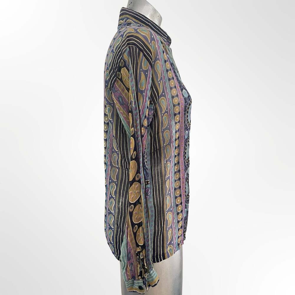 Jasmine by K.V.M. Vintage Geometric Printed 100% Cotton Button-Down Shirt