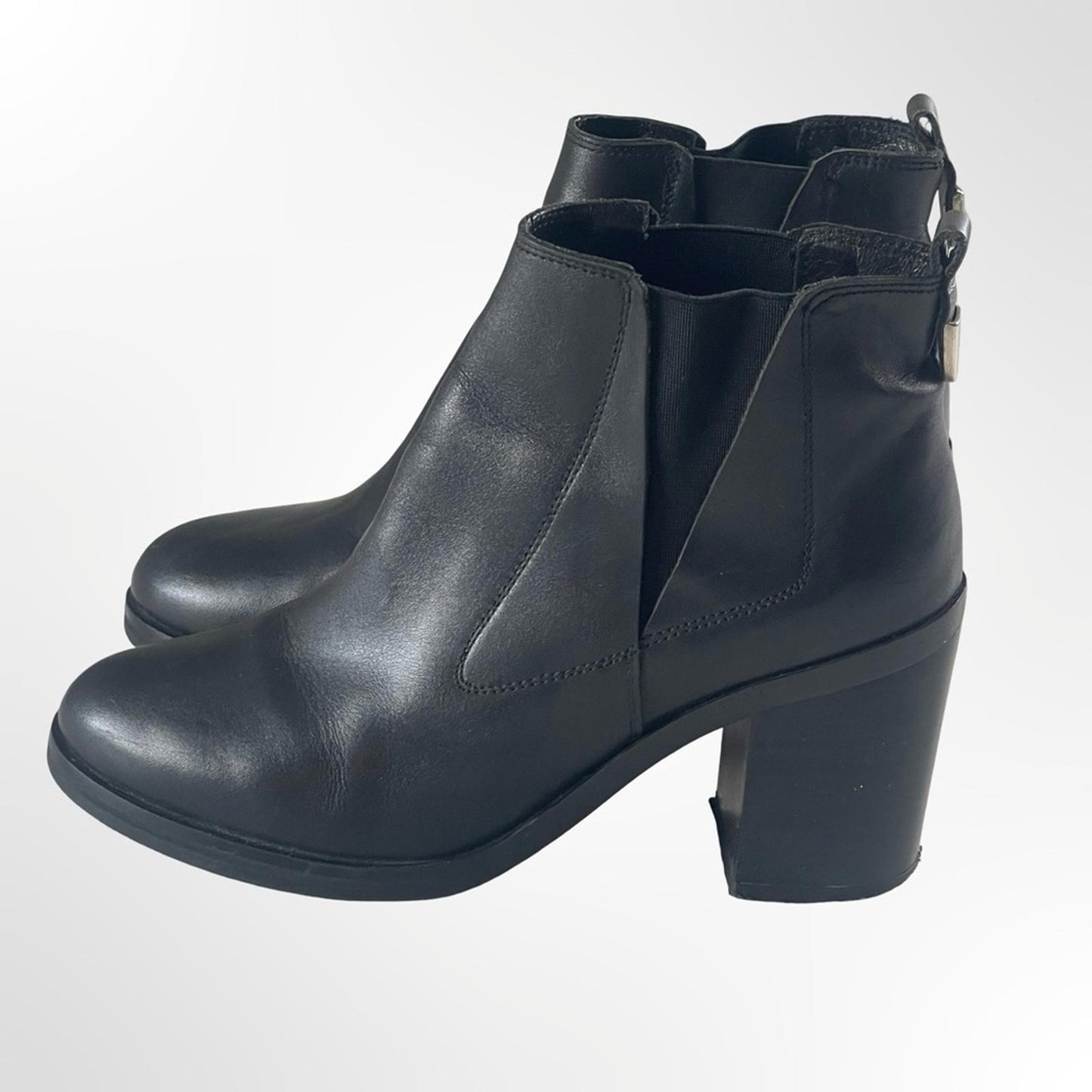 Office London Black Leather Ankle Boots in size 37