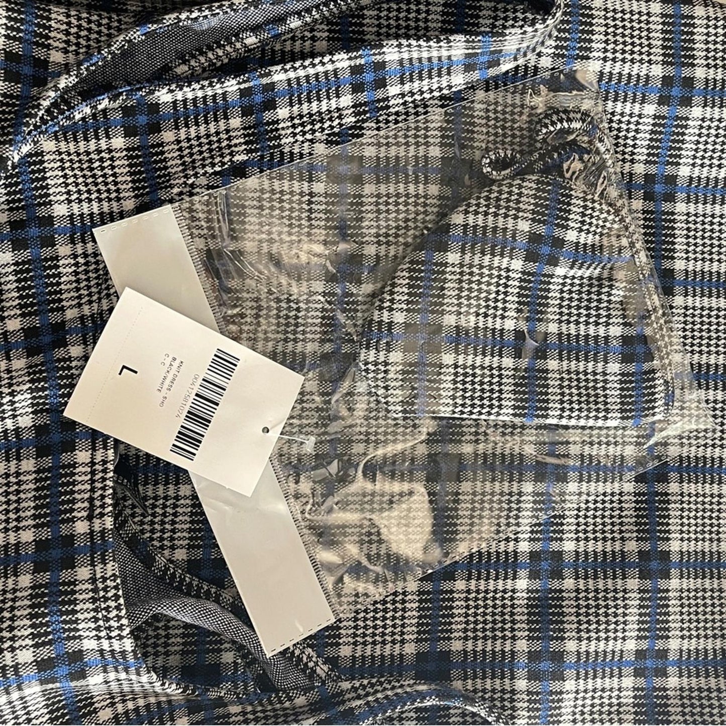 Forever 21 Plaid Square-Neck Mini Dress Navy & White -size L