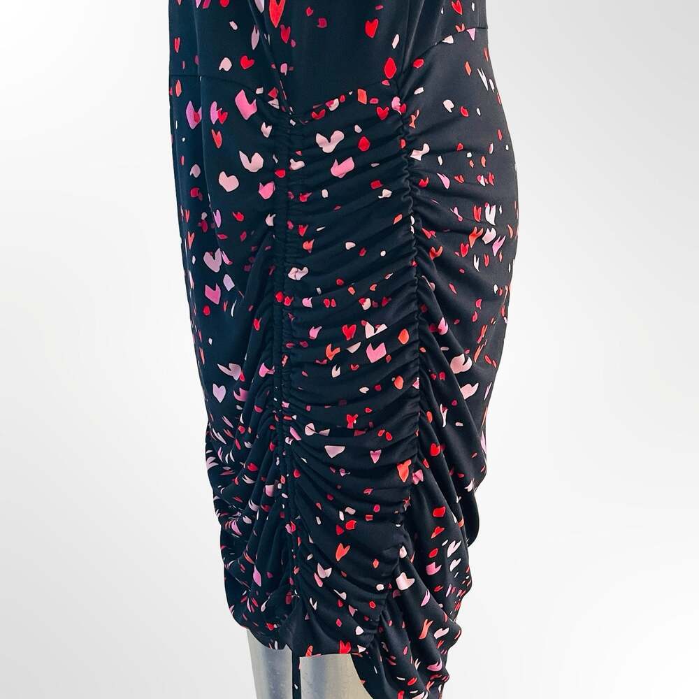 Bar III Black Pink Hearts Long Sleeve Ruched Wrap Mini Dress Size XL