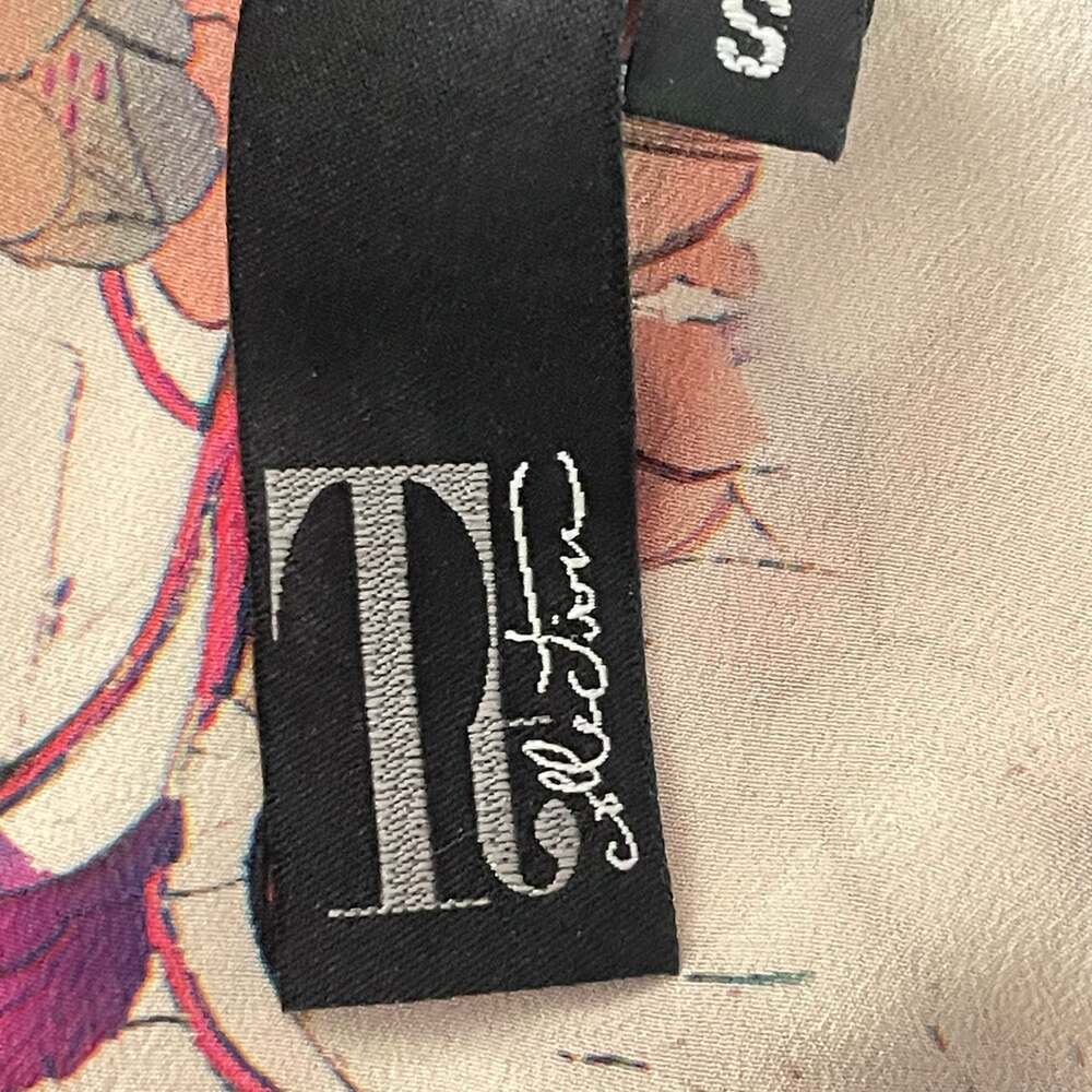 TJ Collection Women's Floral Print 100% Silk Sleeveless V-Neck Blouse