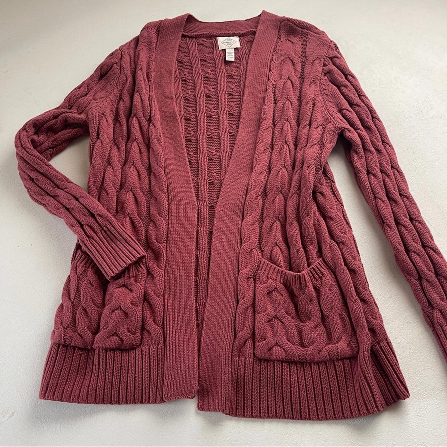 St. John's Bay Textured Knit Cardigan in Deep Red in size S