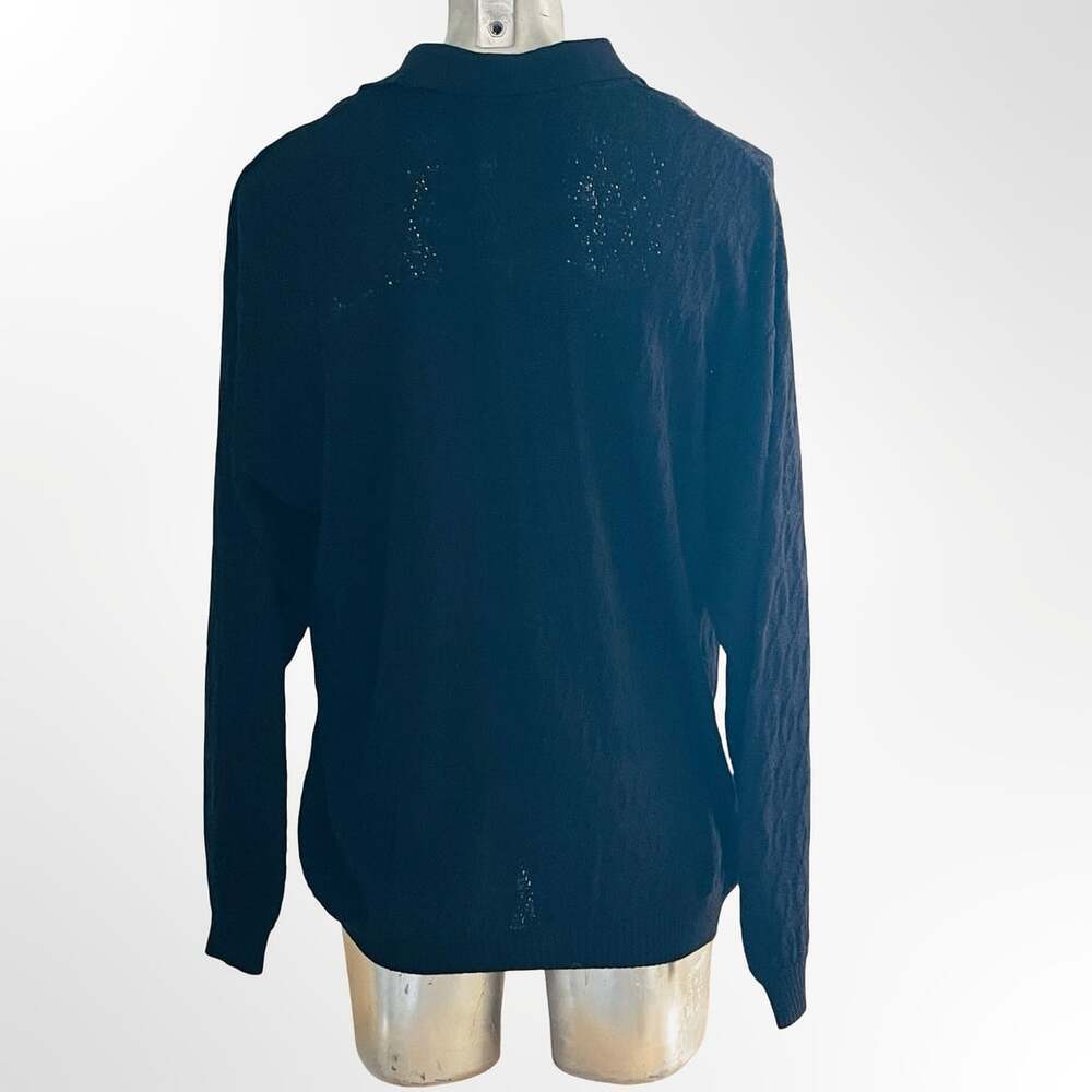 Hyde Park Men's Black Long Sleeve Knit Polo Sweater Size XL