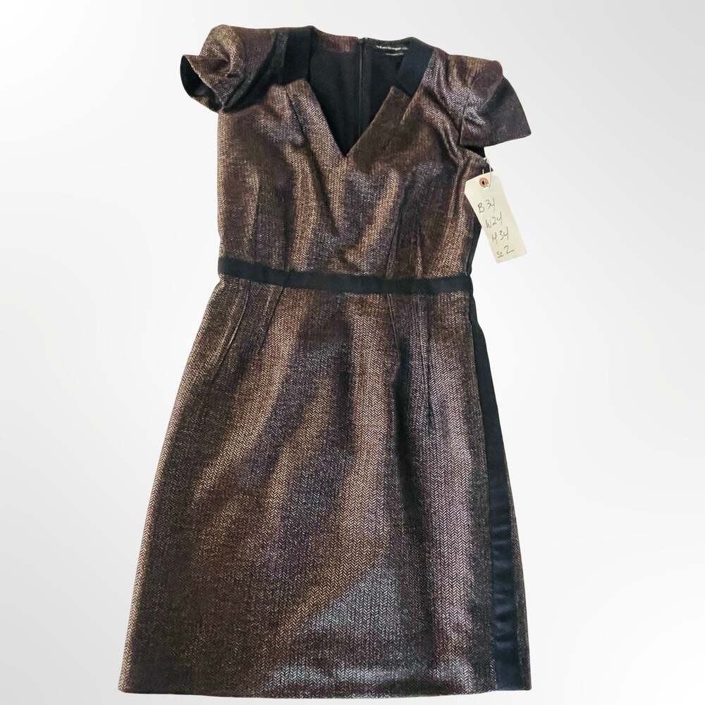 Mackage Collection Wool Blend Herringbone Sheath Dress with Black Trim Size 2