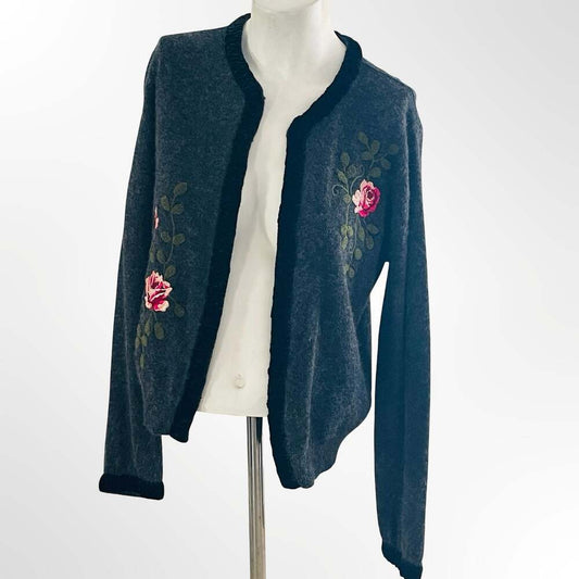 50's/60's Glentex Black Mohair Rosette Cardigan Sz S/M - ,