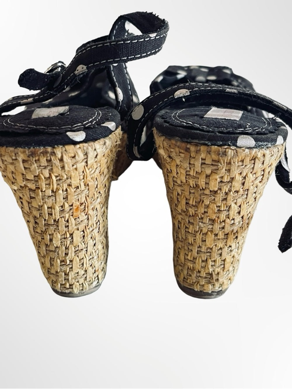 Xhilaration Black and White Polka Dot Wedge Sandals