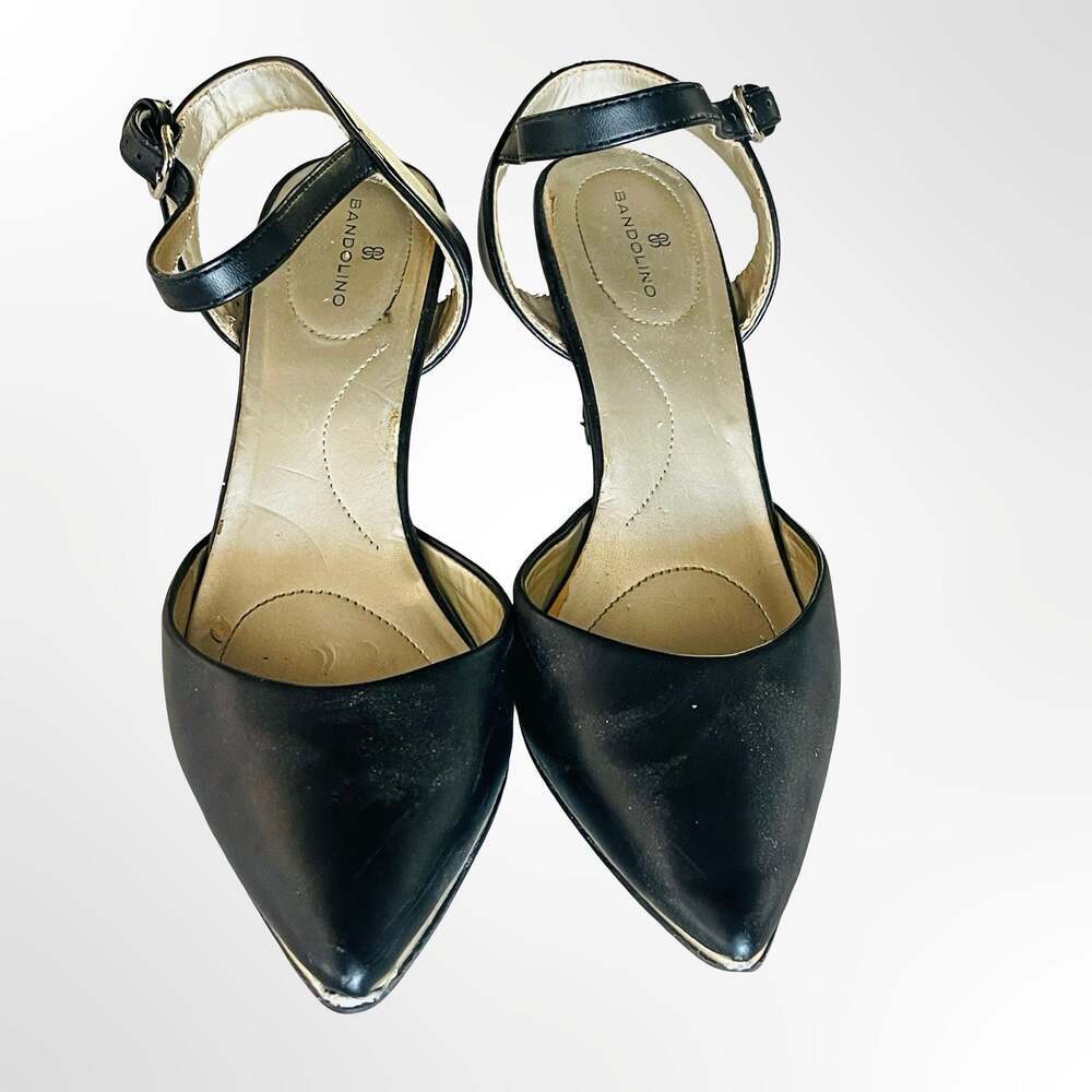 Bandolino Black Pointed Toe Ankle Strap Heels
