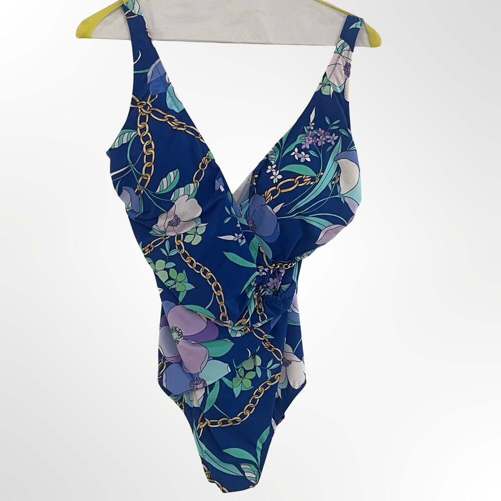 Gottex Memories of Capri V-Neck One-Piece Swimsuit with Floral Print