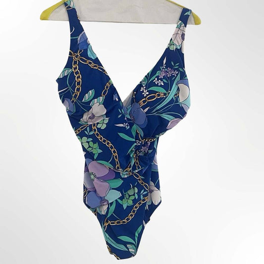 Gottex Memories of Capri V-Neck One-Piece Swimsuit with Floral Print
