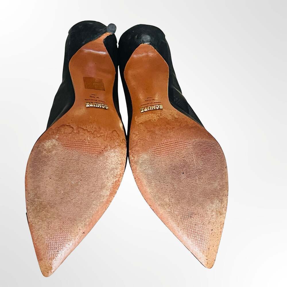 Schutz Black Mesh and Suede Pointed-Toe Stiletto Pumps