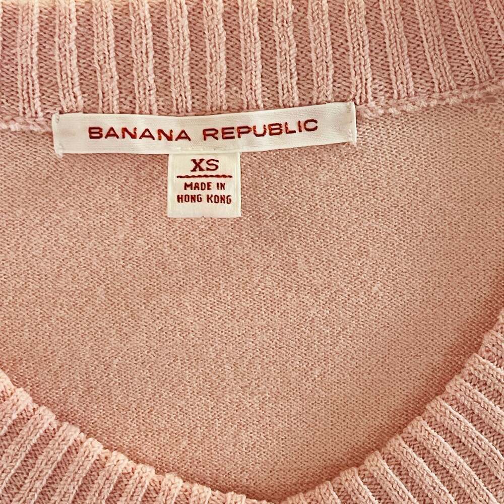 Banana Republic Women's Pink Merino Wool Blend Crewneck Cardigan