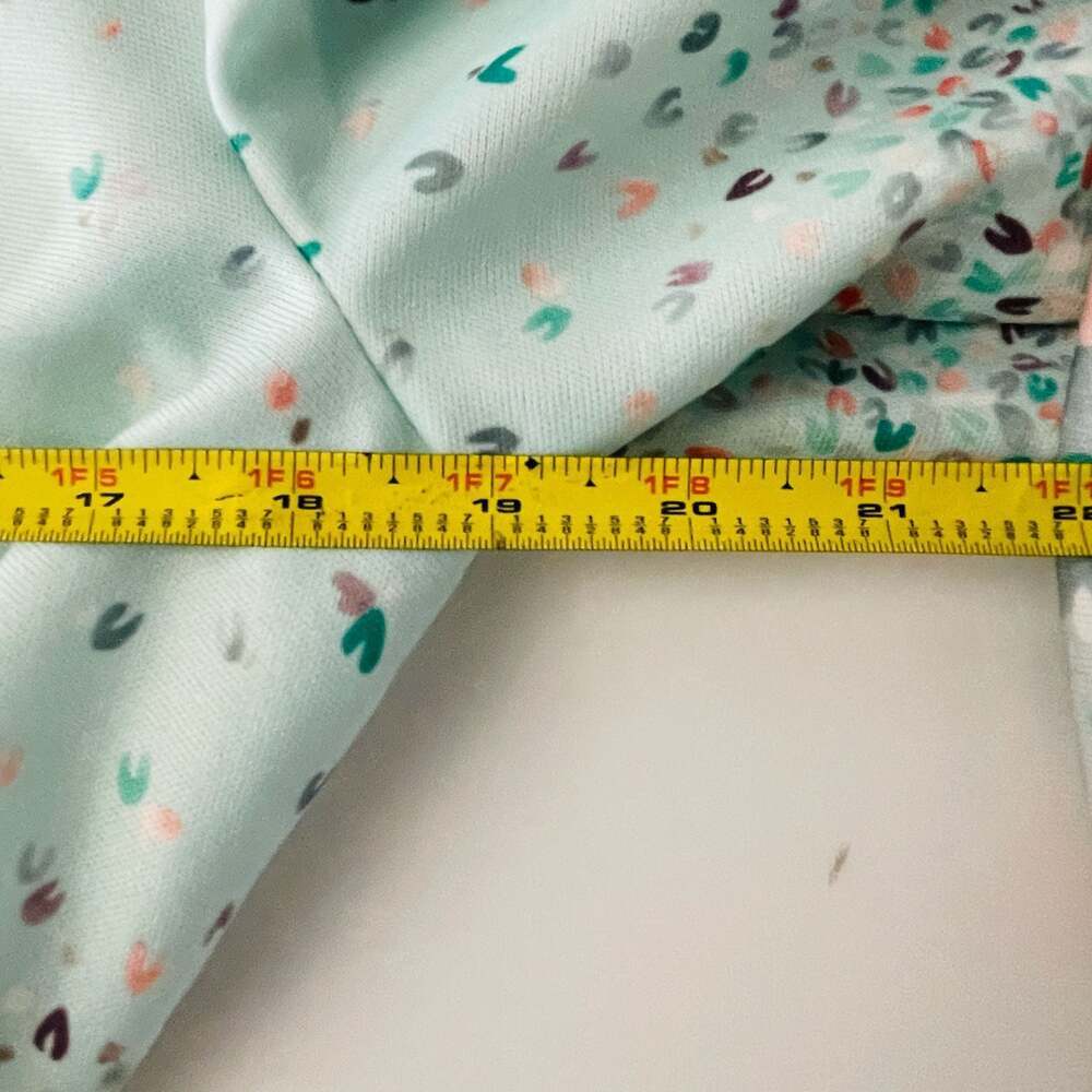Vintage Mint Green Floral Ombre Tie Neck Long Sleeve Peplum Blouse with Belt