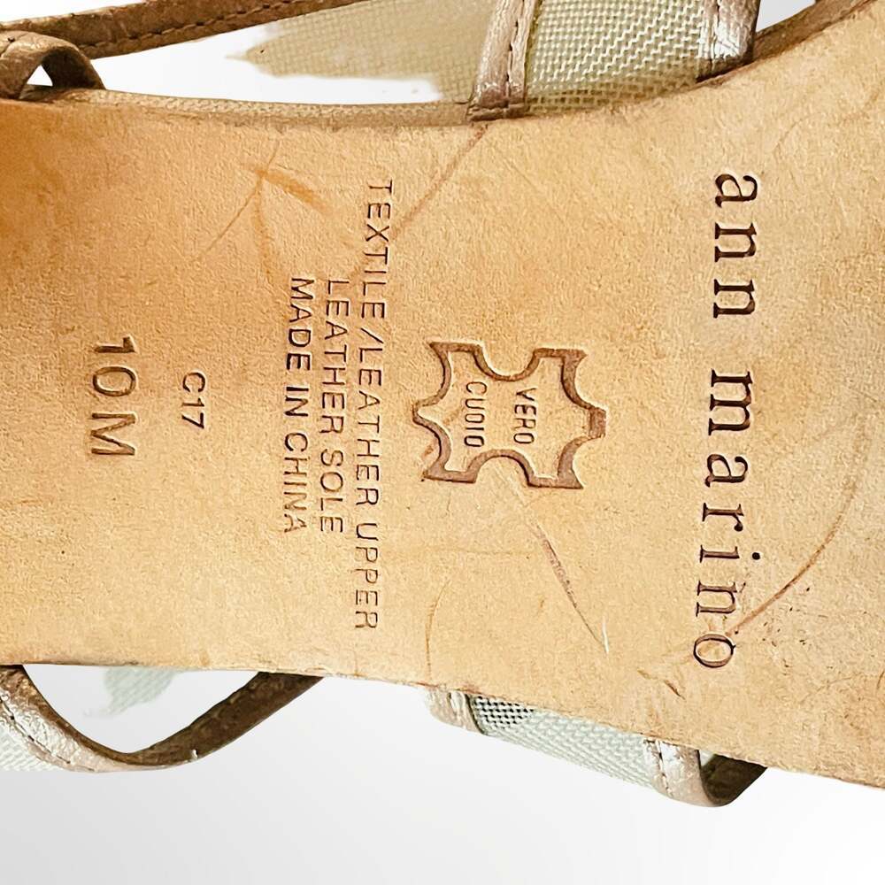 Ann Marino Vintage 90s Gold Metallic Strappy Mesh Block Heel Sandals