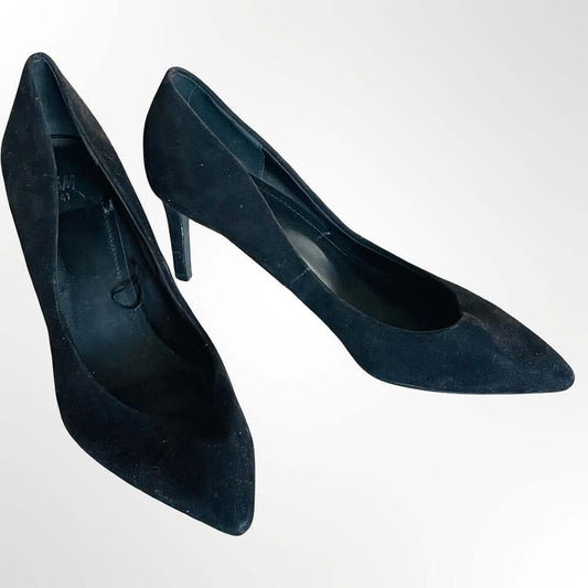 H&M Black Suede Pointed Toe Stiletto Pumps