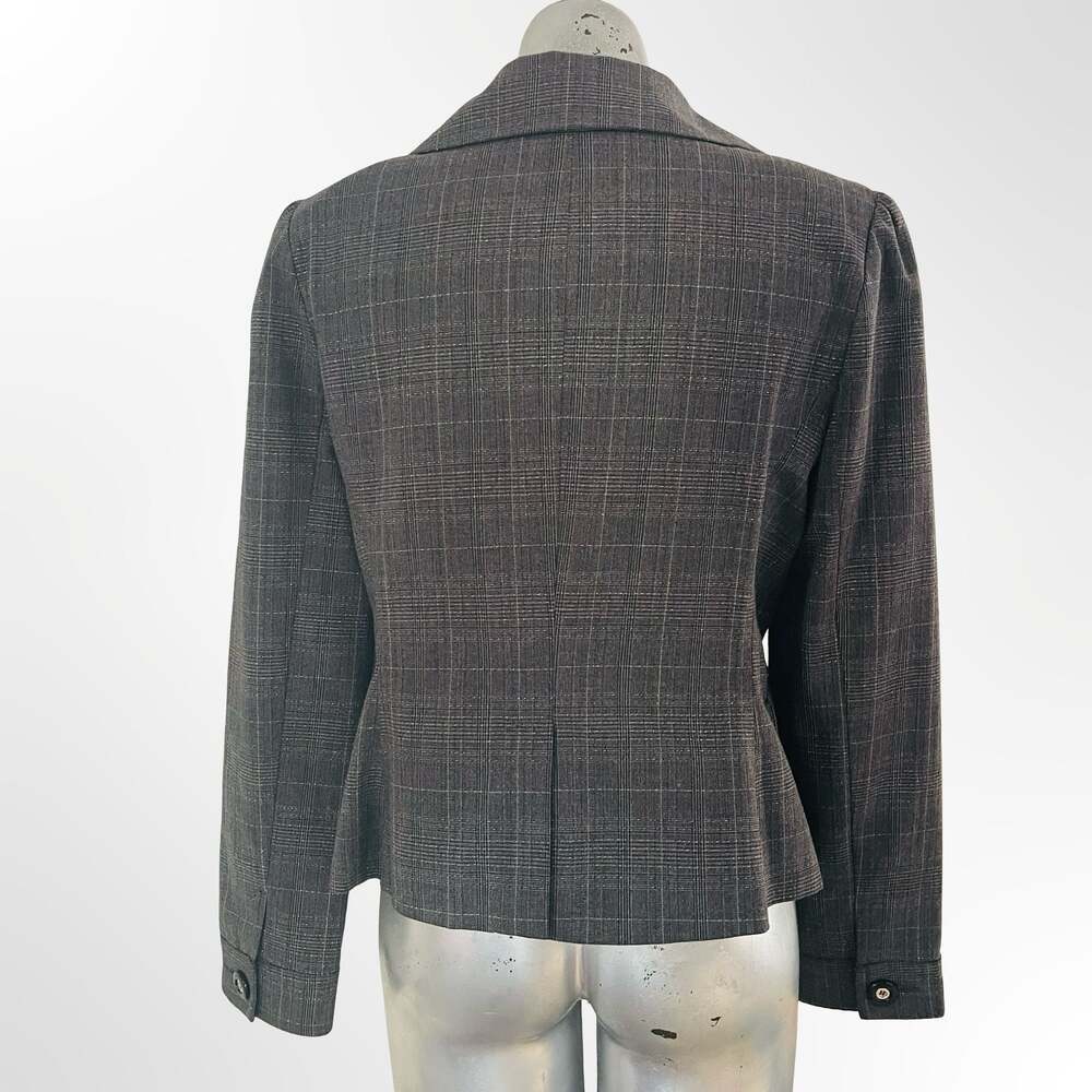Rampage Women's Gray Plaid Single Button Blazer