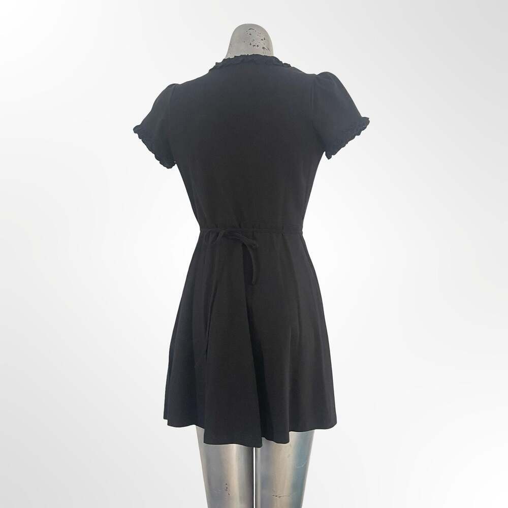 Forever 21 Women's Black Ruffle Trim Wrap Mini Dress