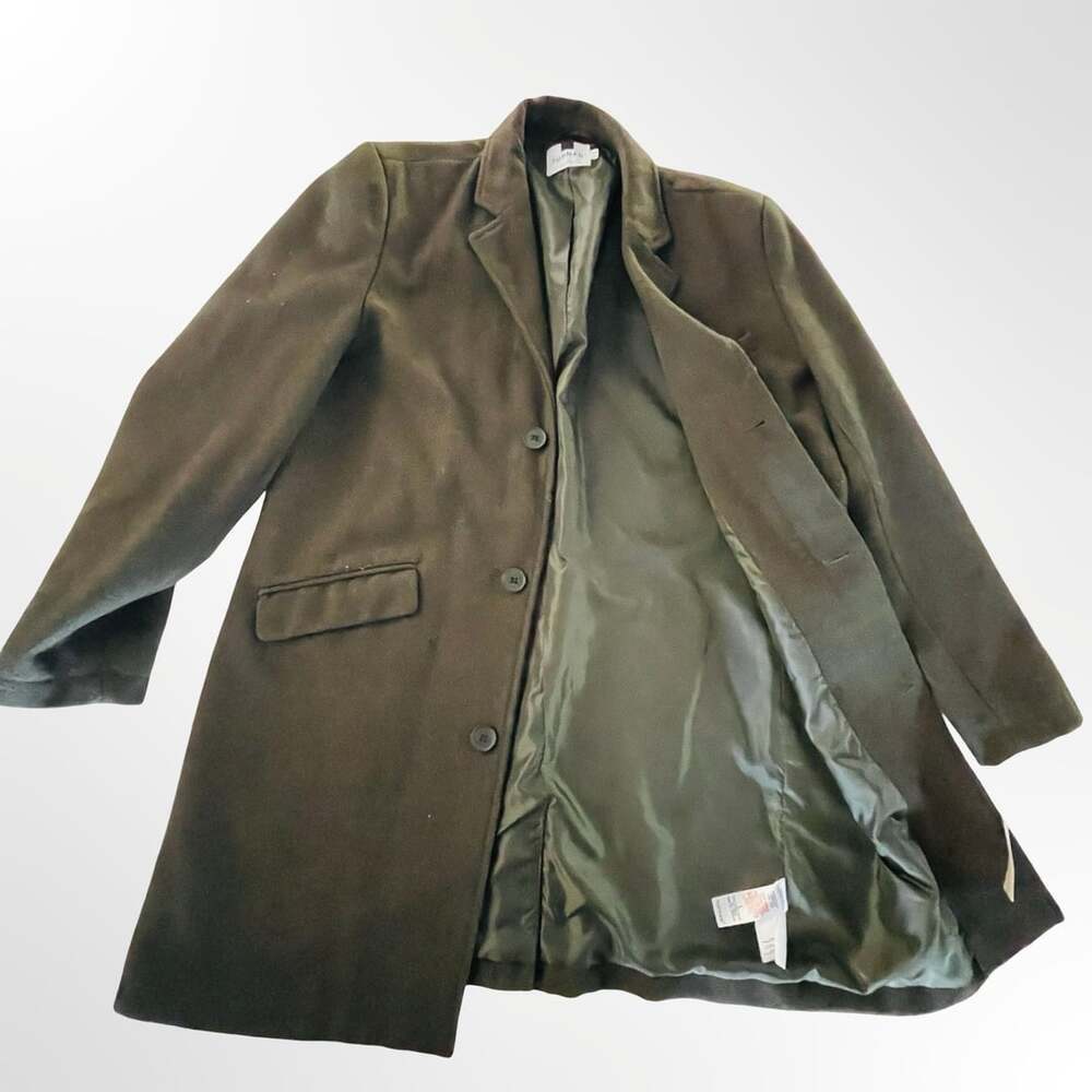 TOPMAN Men's Dark Brown Wool Blend Overcoat Trench Jacket Size US L