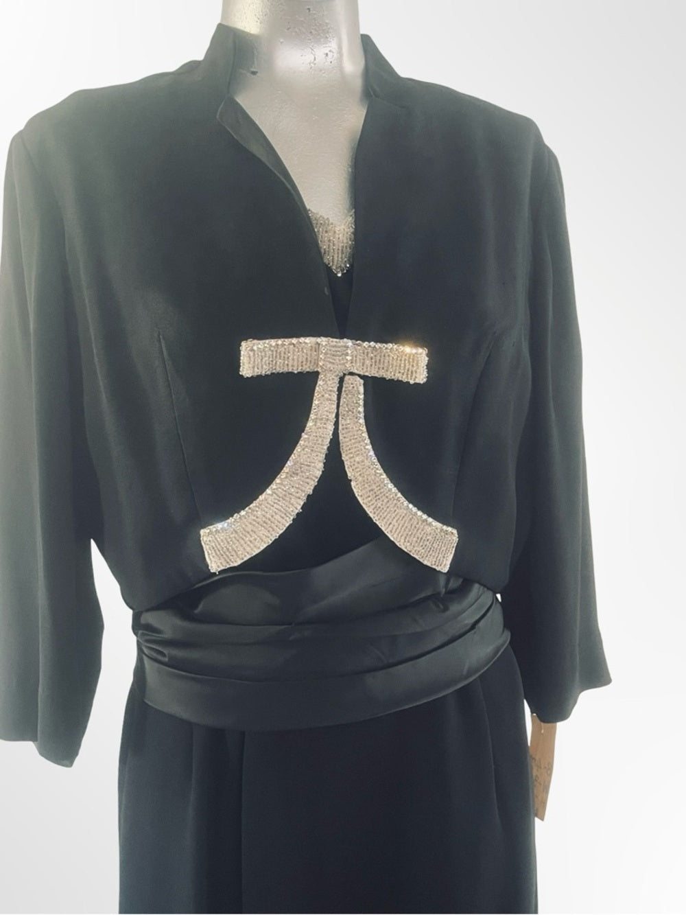 Vintage 1940s Style Black Cocktail Dress and Jacket Set