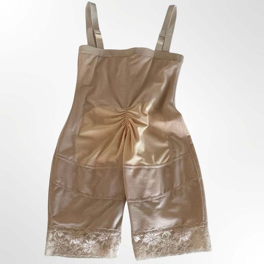 Women's High-Waisted Butt Lifting Shapewear Bodysuit with Zipper and Lace Trim