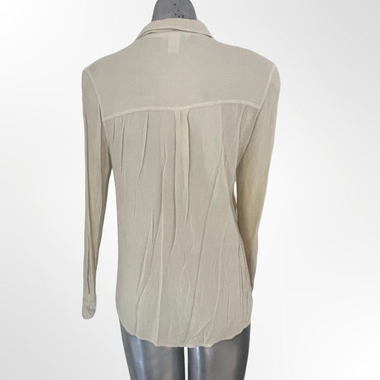 H&M Cream Button-Down Long Sleeve Shirt