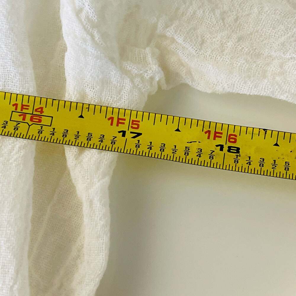Grassroots White 100% Cotton Gauze Peasant Blouse Long Sleeve Tie Neck