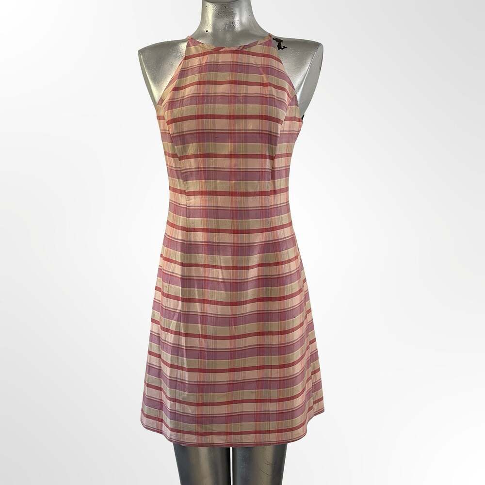Trio New York Petite Pastel Plaid Halter Mini Dress