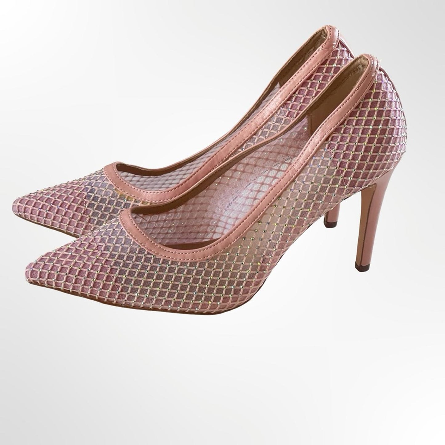 Chase+Chloe Blush Pink Mesh Pointed-Toe Stiletto Pumps - 8.5