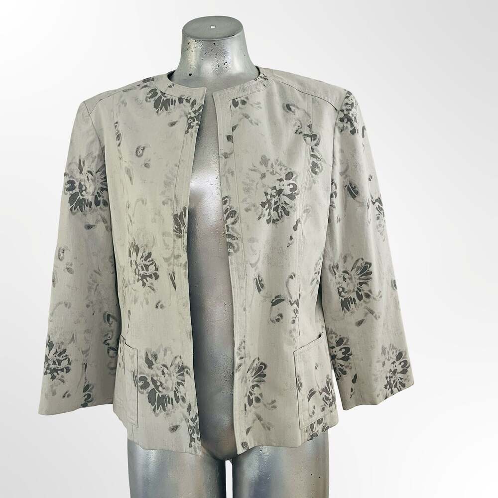 Anne Klein Women's Floral Print Open Front Blazer Jacket Size 12