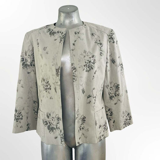 Anne Klein Women's Floral Print Open Front Blazer Jacket Size 12