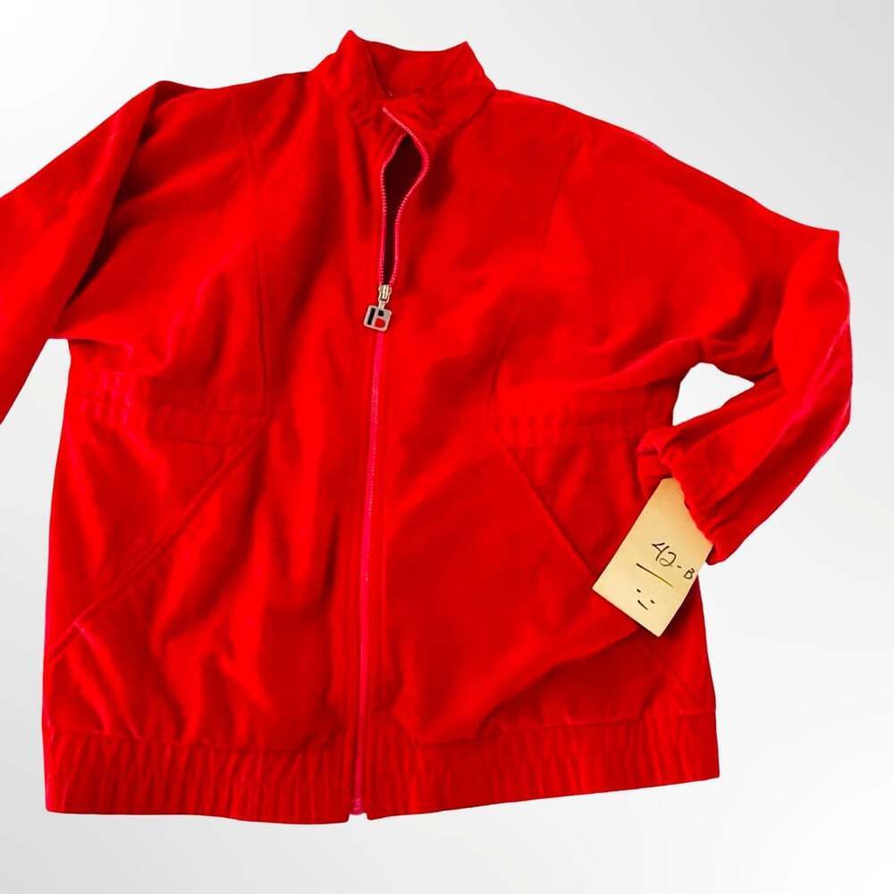 Vintage Red Bomber Jacket with Mock Neck