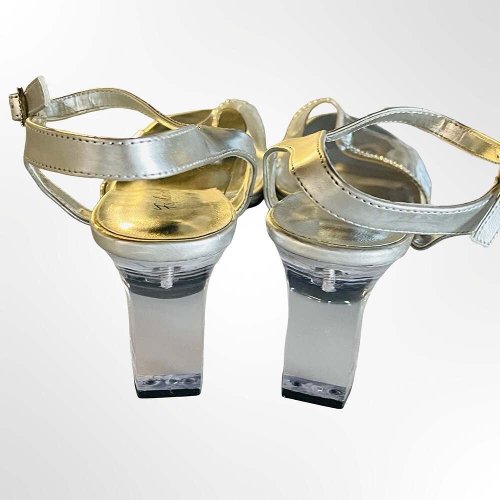 Fabulicious Romance-308R Rhinestone Accent Clear Lucite Block Heel Sandals