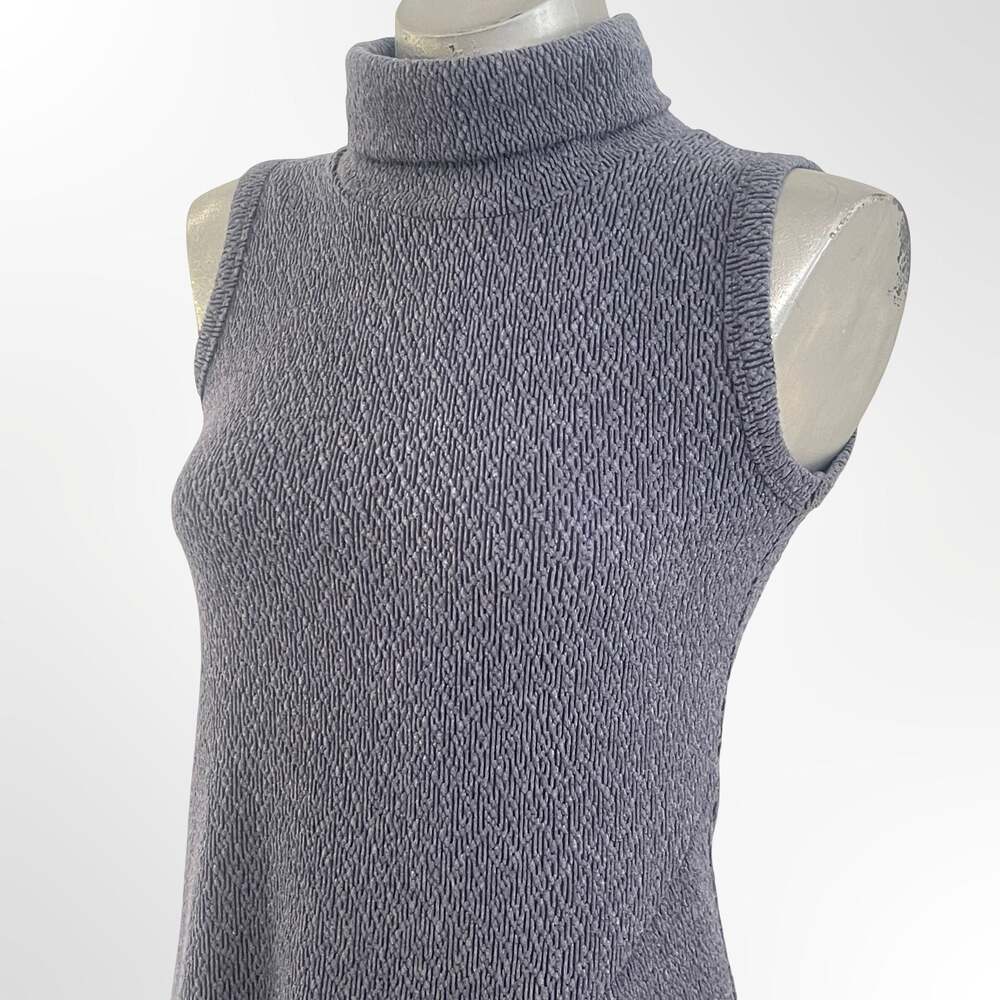 Namaste Sleeveless Mock Neck Asymmetric Knit Top
