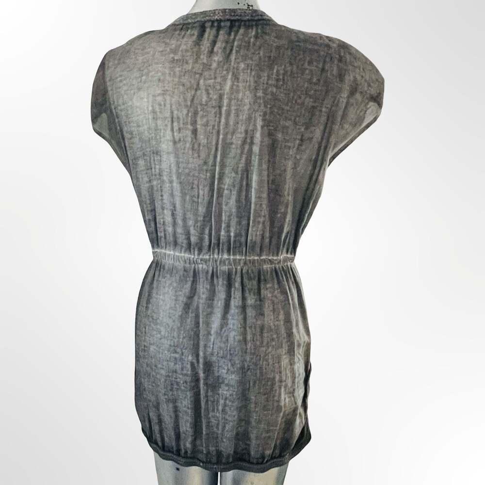 Theme Womens Gray Mineral Wash V-Neck Drawstring Romper Size L