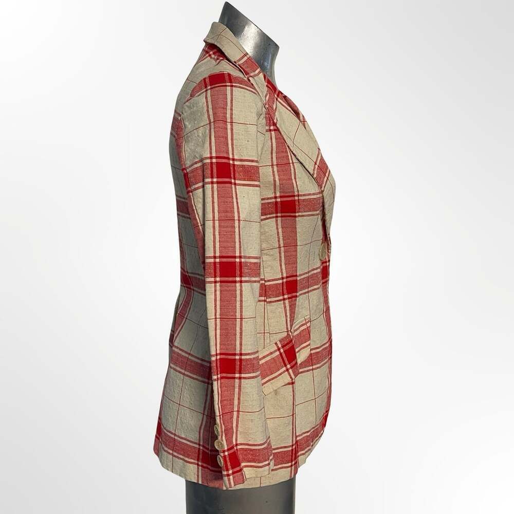Smythe Patch Pocket Birkin Blazer in Rust Spring Plaid Size 6