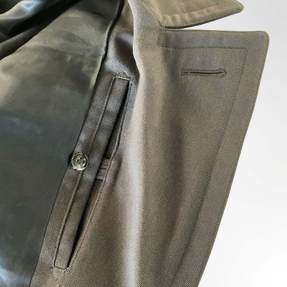 Vintage 1980s Men's Charcoal Grey Double-Breasted Long Dress Coat Size 42