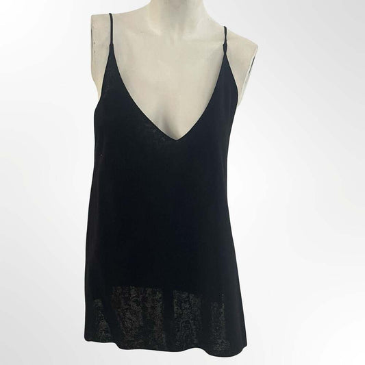Soyer Black Viscose Blend Lace Trim Hem Camisole Tank Top