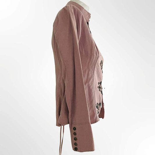EASEL Army Green Applique Jacket Size 10