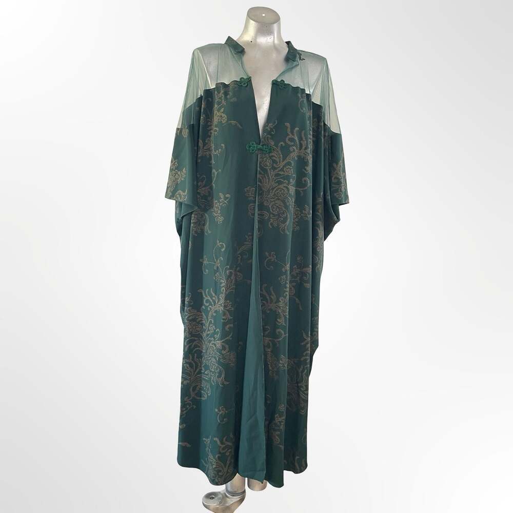 SHEIN Floral Print Chiffon Open Front Kimono with Mesh Panel Detail