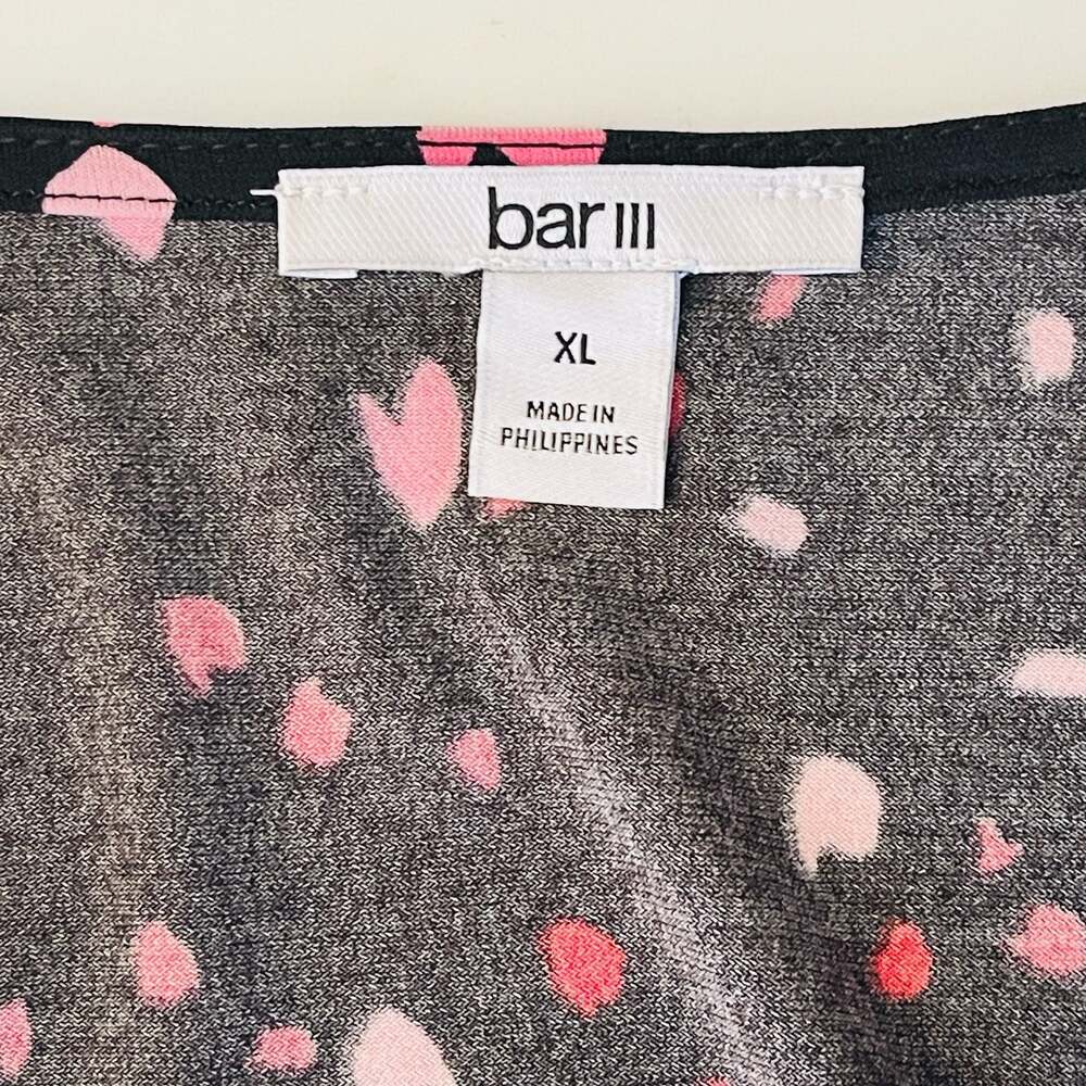 Bar III Black Pink Hearts Long Sleeve Ruched Wrap Mini Dress Size XL
