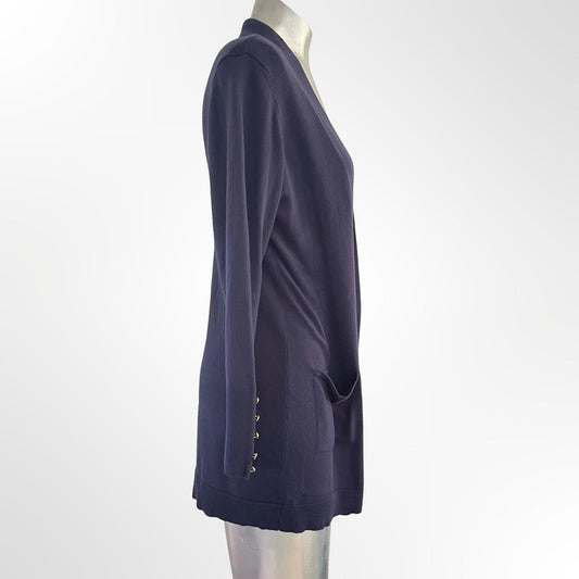 Women's Dark Navy Open-Front Cardigan in size S